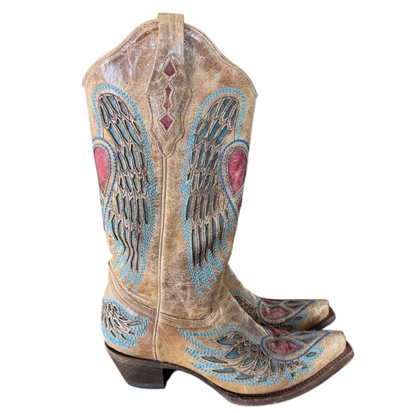 Corral Vintage Boots - Wings 🪽 Peace Sign ☮️ Heart ❤️ - Picture 3 of 4